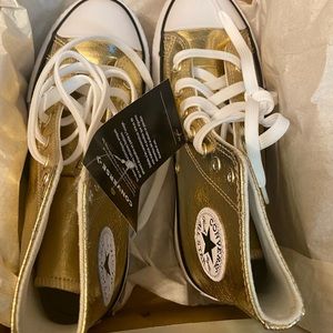 Little girl size 3 brand new gold Chuck Taylors/Converse.